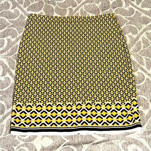 Banana Republic Yellow/Black Pattern Skirt Sz 8